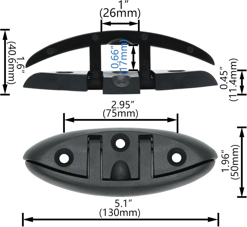 LTEMG Marine Nylon 5" Folding Cleat,Flip Up Dock Cleat,Boat Kayak Mooring Cleat Accessories(4 Pcs) - Image 2